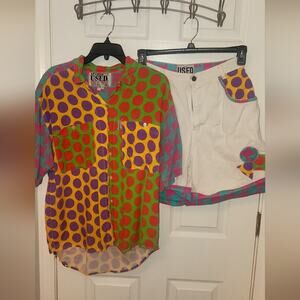 Vintage Color Block Shorts and Top 80% Brand USED
